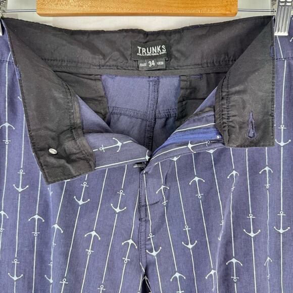 Trunks Multi-Functional Shorts Navy Blue Anchor Print Men’s Size 34 Surf & Swim - Picture 3 of 5